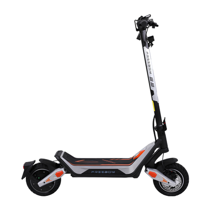 Wheely - J18 electric scooter seen from the side with footboard, stem and two wheels