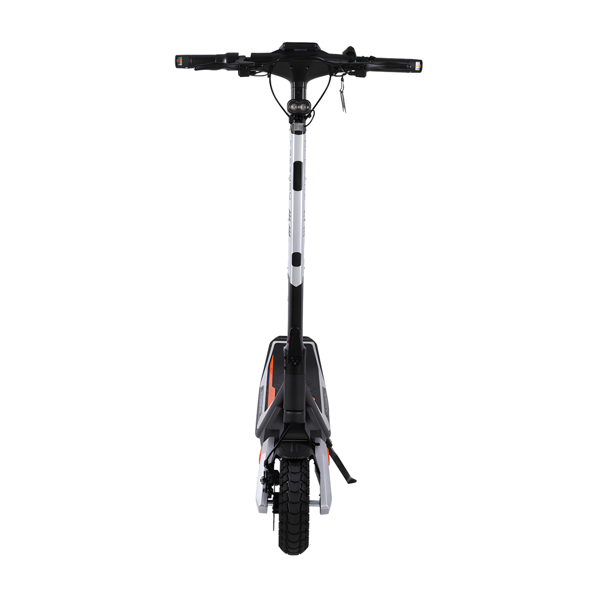 Wheely - J18 electric scooter seen straight from the front with handlebar, headlight and front wheel