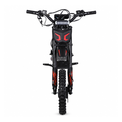 Wheely - Y10 seen straight from the front with handlebars, headlight, red details, front fork and off-road tyre
