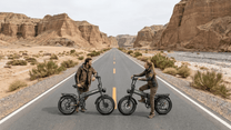 Person riding the APEFOX RH20 folding fat-tyre e-bike on a road