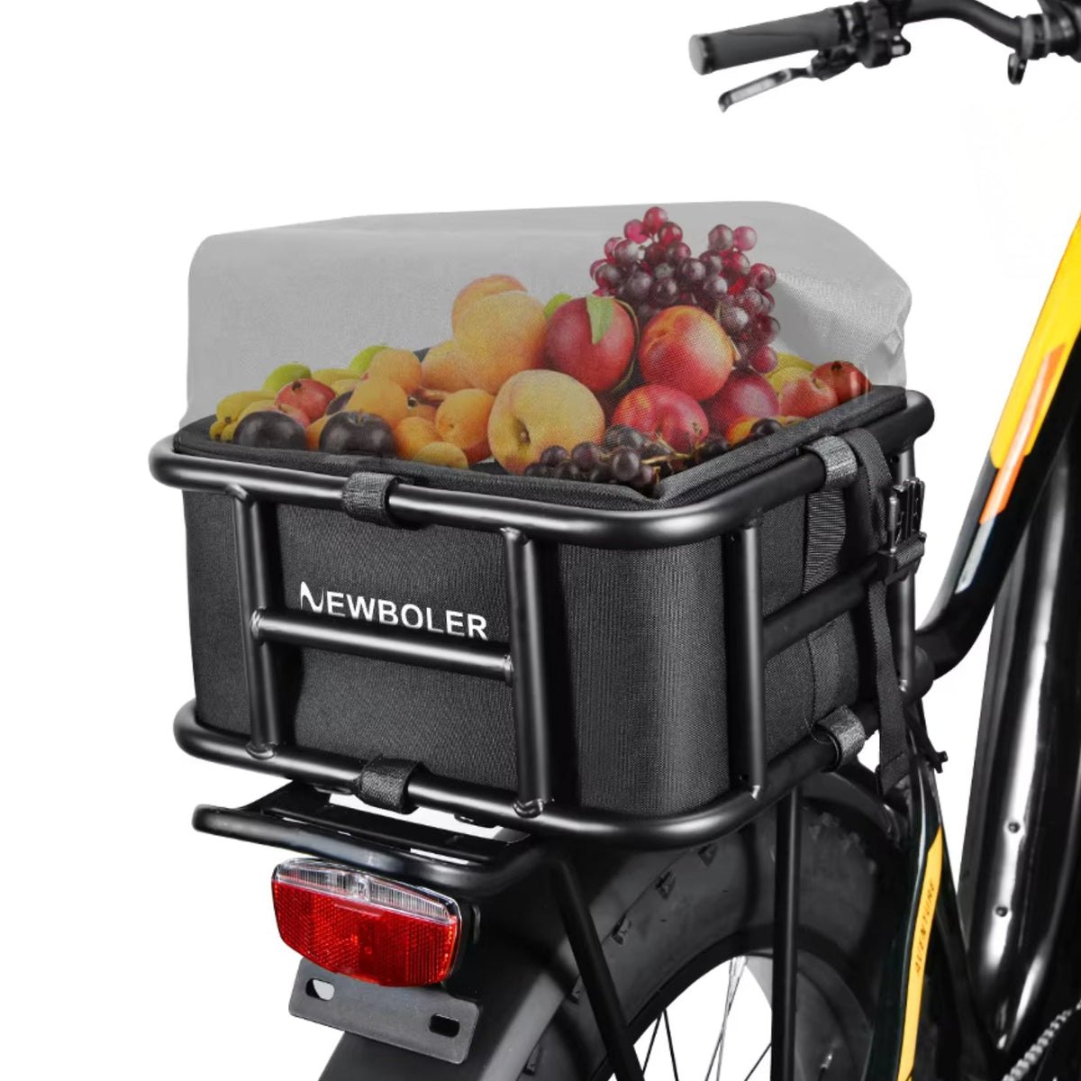 Rear basket for electric bike carrying a load