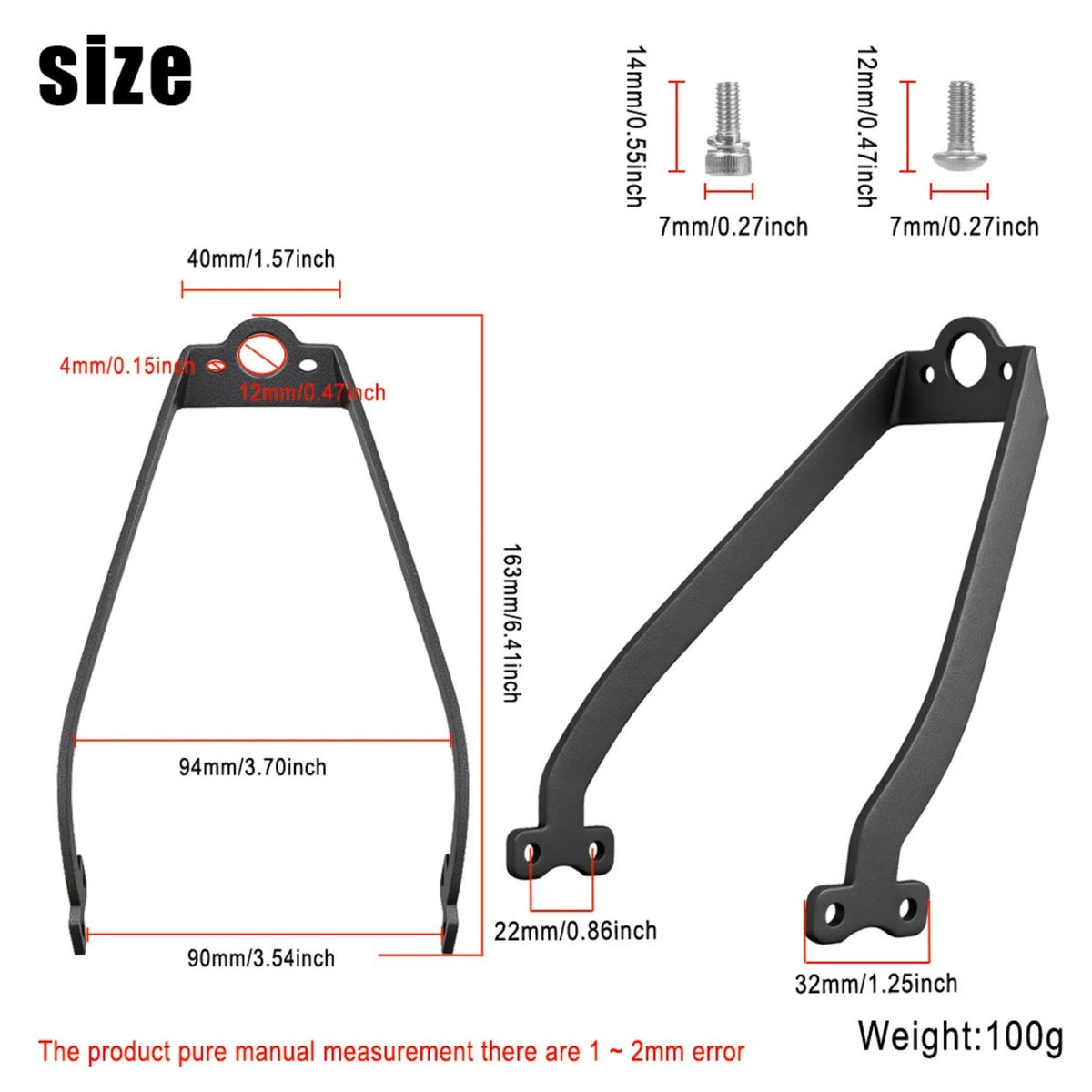 Front dimensions: rear mudguard kit for Xiaomi 5 Pro