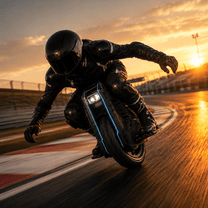 Person riding the BEGODE RACE electric unicycle at sunset
