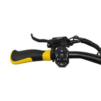 Close-up of turn signal and horn control for TEVERUN Blade Mini/Mini Ultra/Pro mounted on handlebars