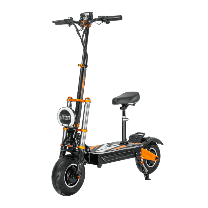 BOYUEDA M2 electric scooter, front three-quarter view with seat