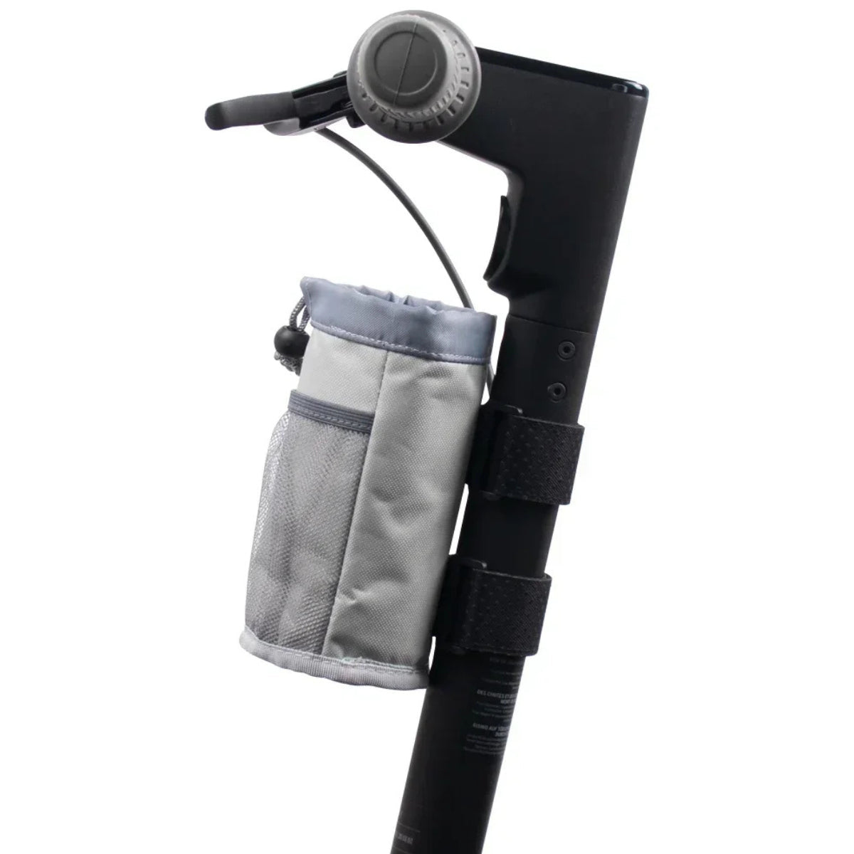 Bottle holder Bag Edition in grey on the electric scooter, side view