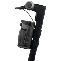 Bottle holder Bag Edition in black on the electric scooter, side view