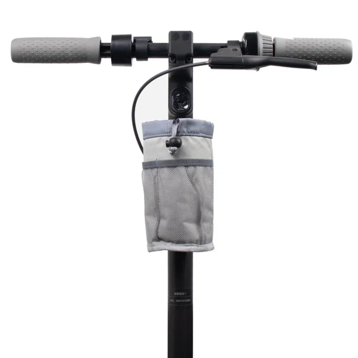 Bottle holder Bag Edition in grey on the electric scooter, front view