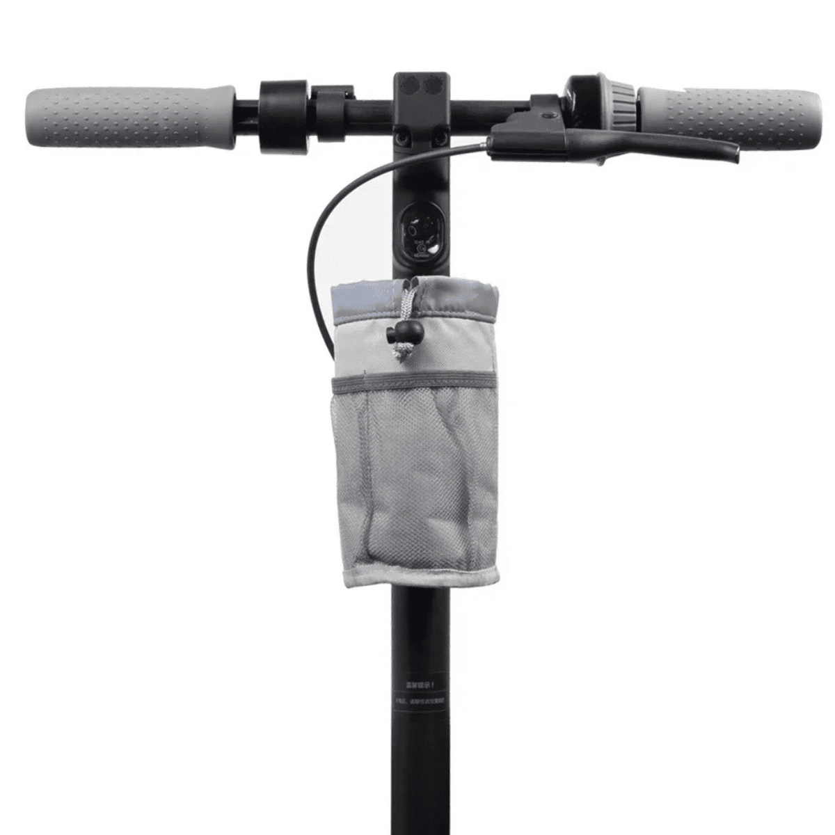 Bottle holder Bag Edition in grey on the electric scooter, front view