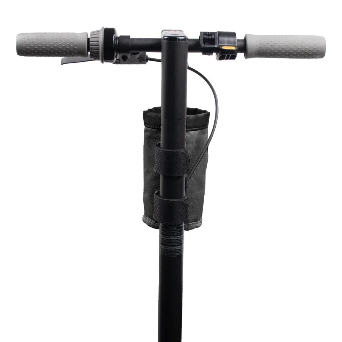 Bottle holder Bag Edition in black on the electric scooter, front view