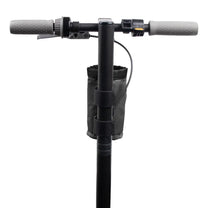 Bottle holder Bag Edition in black on the electric scooter, front view