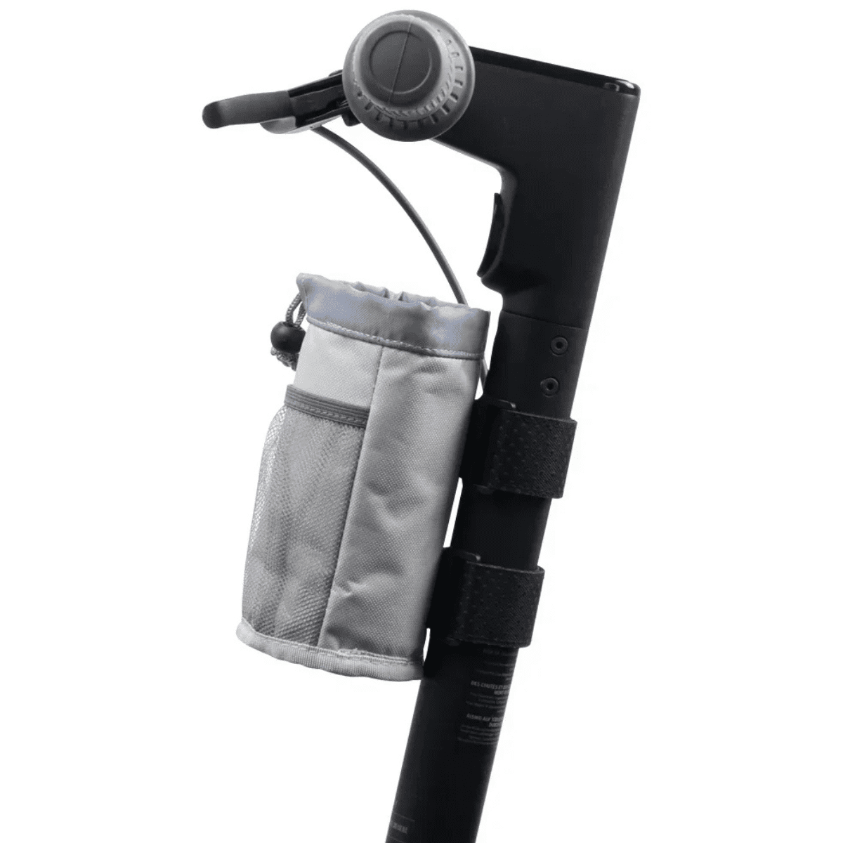 Bottle holder Bag Edition in grey on the electric scooter, side view