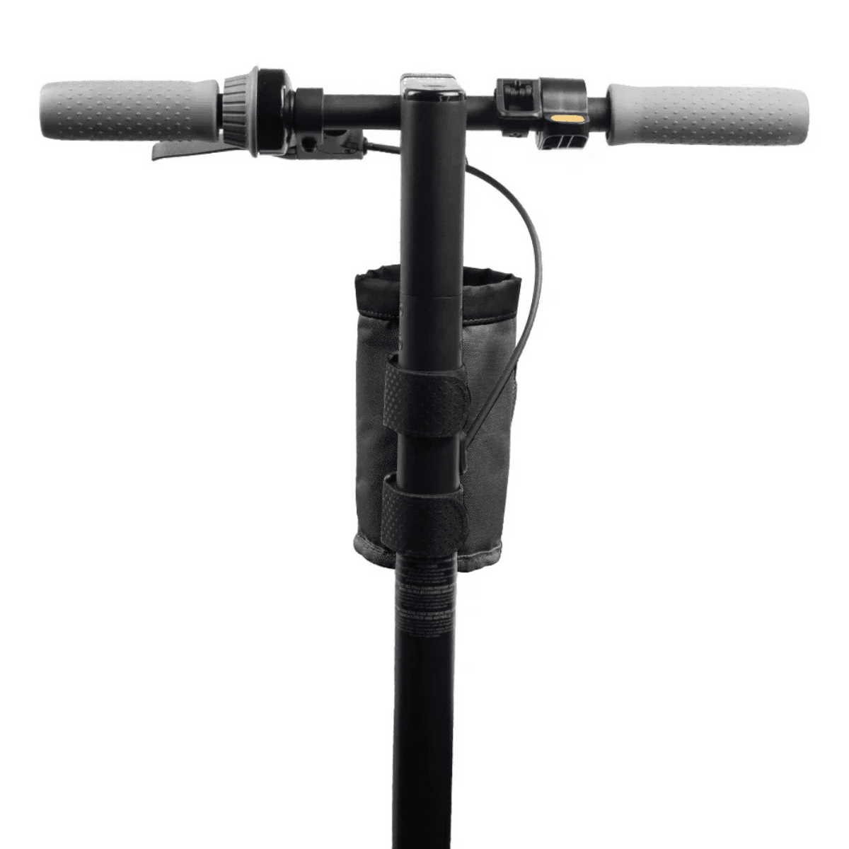 Bottle holder Bag Edition in black on the electric scooter, front view