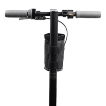 Bottle holder Bag Edition in black on the electric scooter, front view