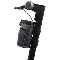 Bottle holder Bag Edition in black on the electric scooter, side view