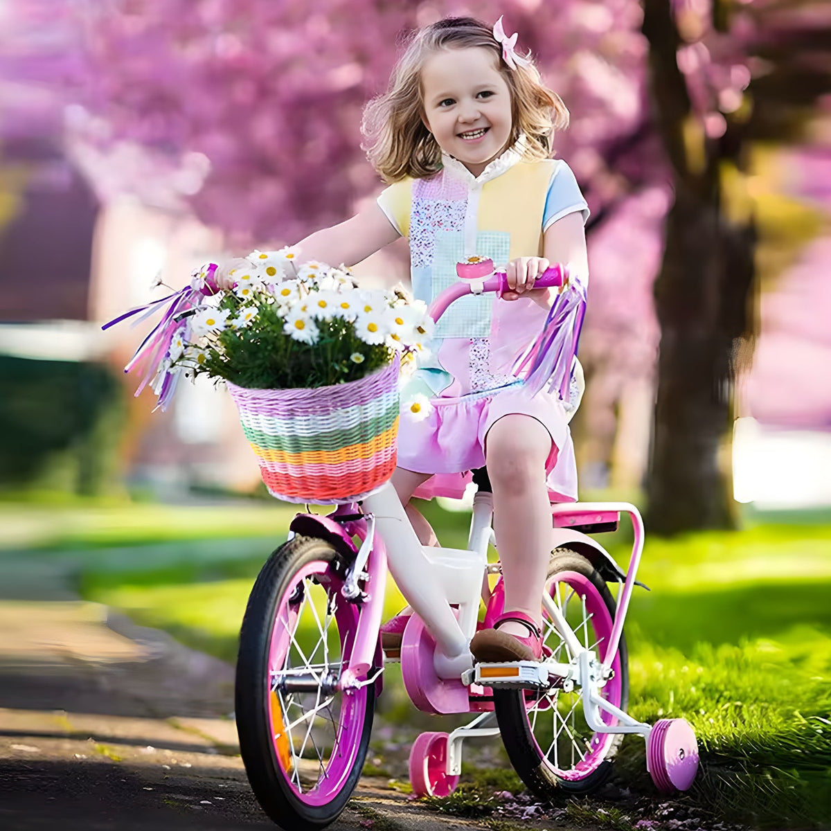 Children’s bike basket in use