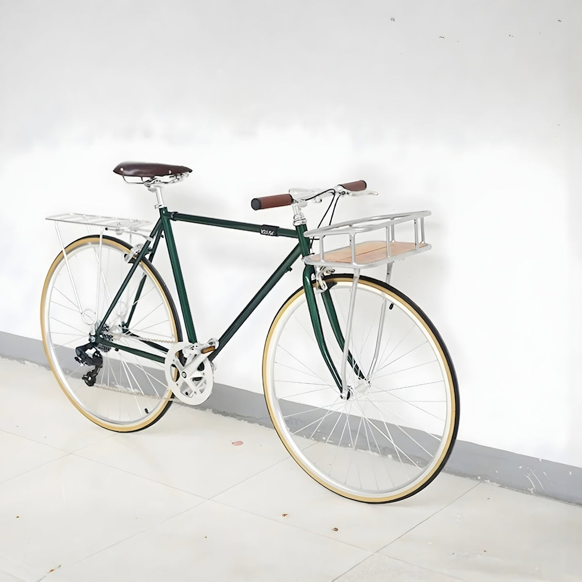 Bicycle basket Retro Edition with a bike, side view