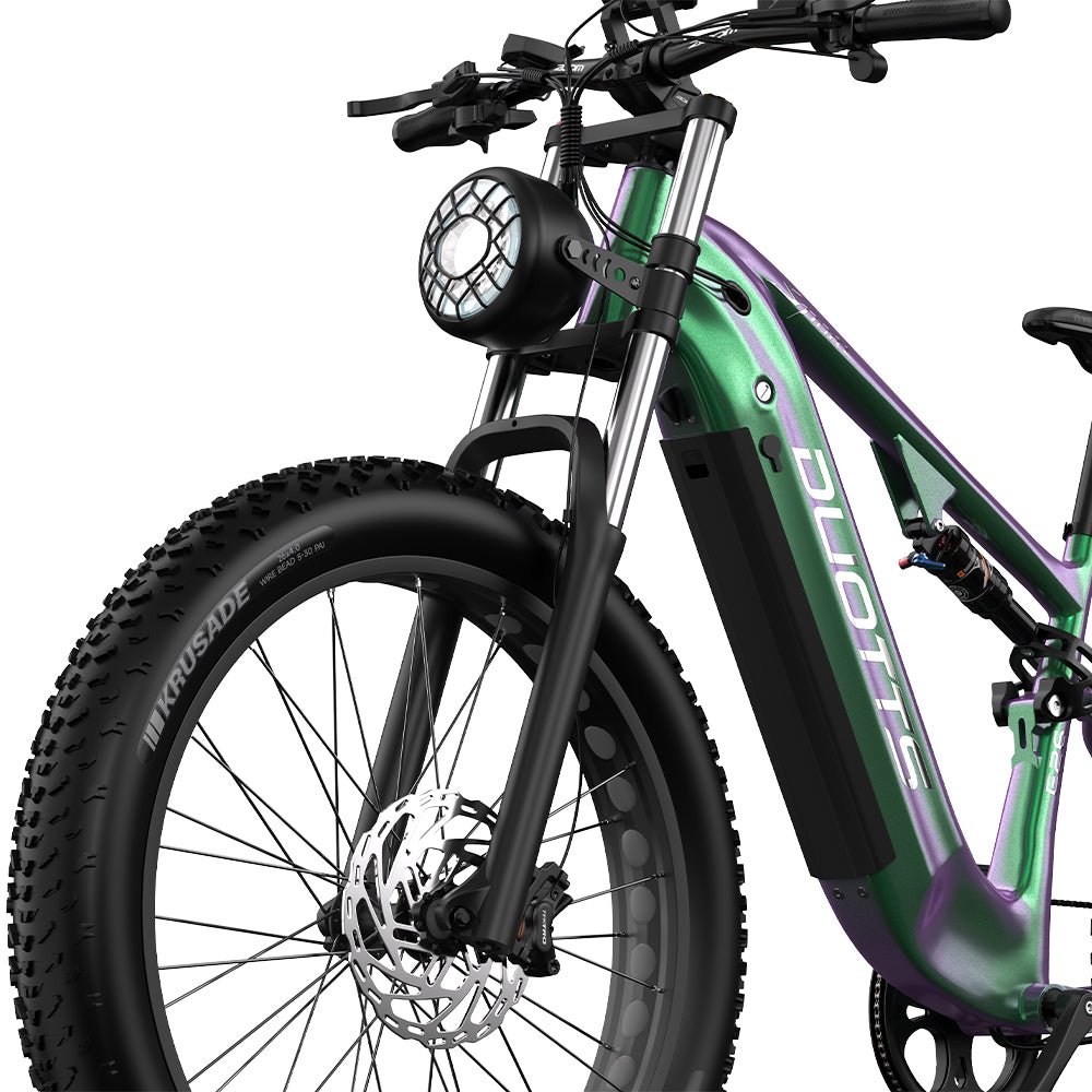 Duotts E26 front wheel and fork in green