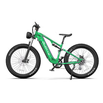 Duotts E26 fat-tyre e-bike seen from the side in green