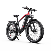 Duotts F26 Lite fat-tyre e-bike, front three-quarter view in red