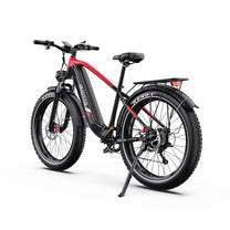 Duotts F26 Lite fat-tyre e-bike, front three-quarter view in red