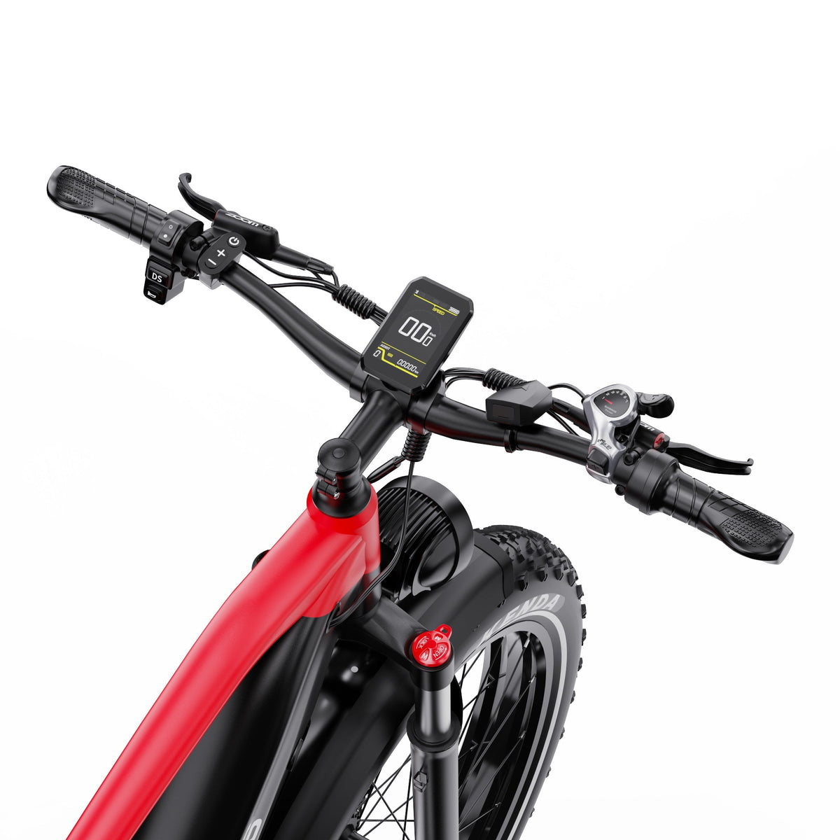 Duotts F26 Lite handlebar with display and controls in red