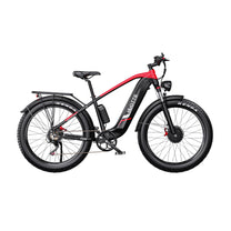 Duotts F26 fat-tyre e-bike seen from the side in red