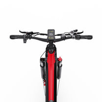 Duotts F26 fat-tyre e-bike seen from the front in red