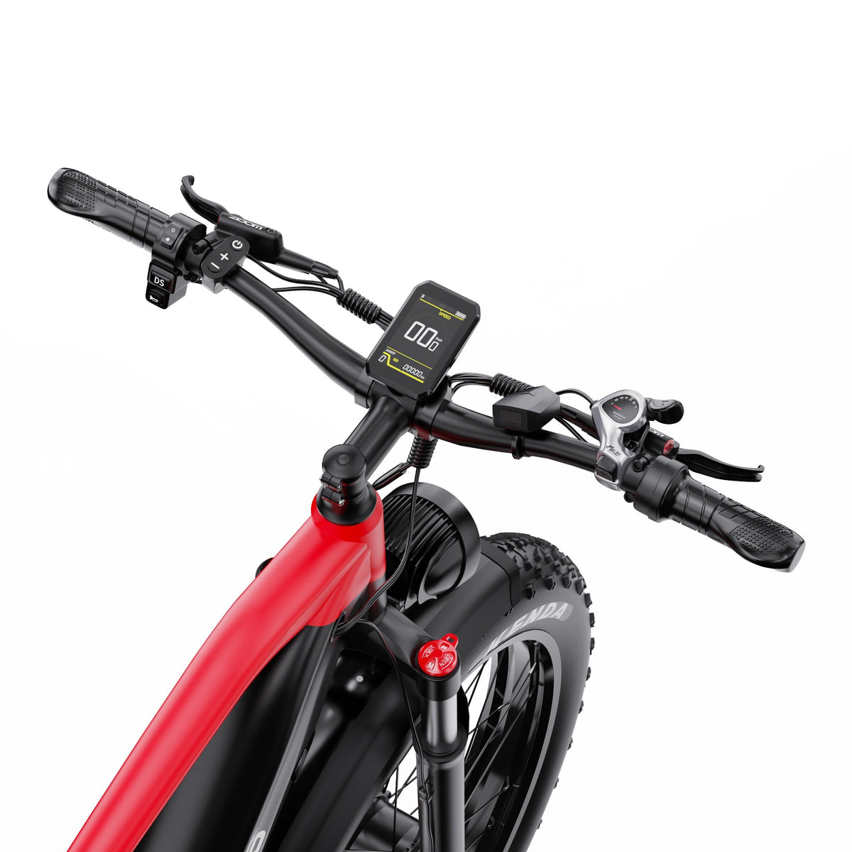 Duotts F26 handlebar with display and controls in red