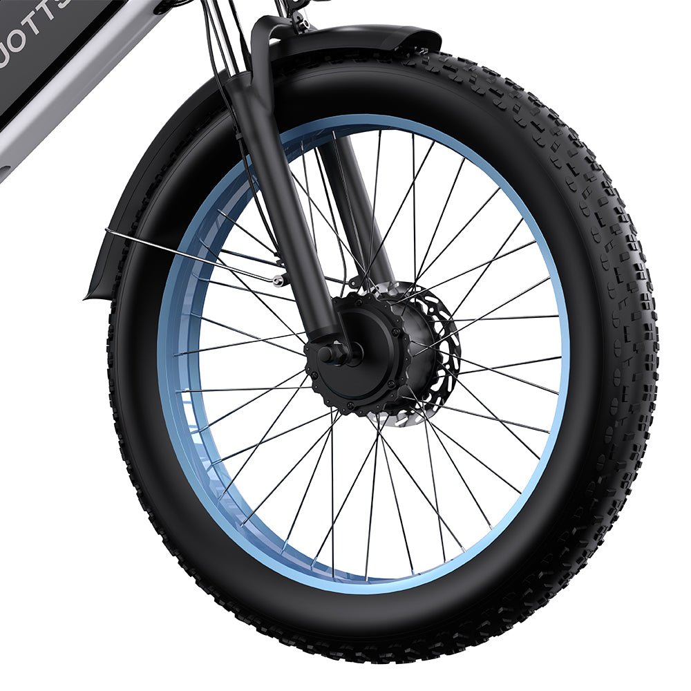 Close-up of the Duotts N26 tyre in grey