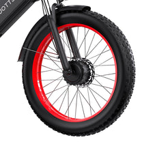 Close-up of the Duotts N26 tyre in red