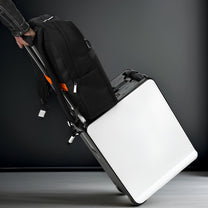 Person pulling the Air Pro Edition electric ride-on suitcase