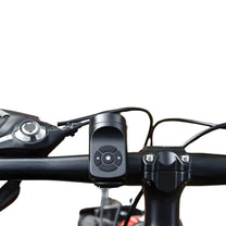 Close-up of electric horn 120 dB on the bicycle handlebar