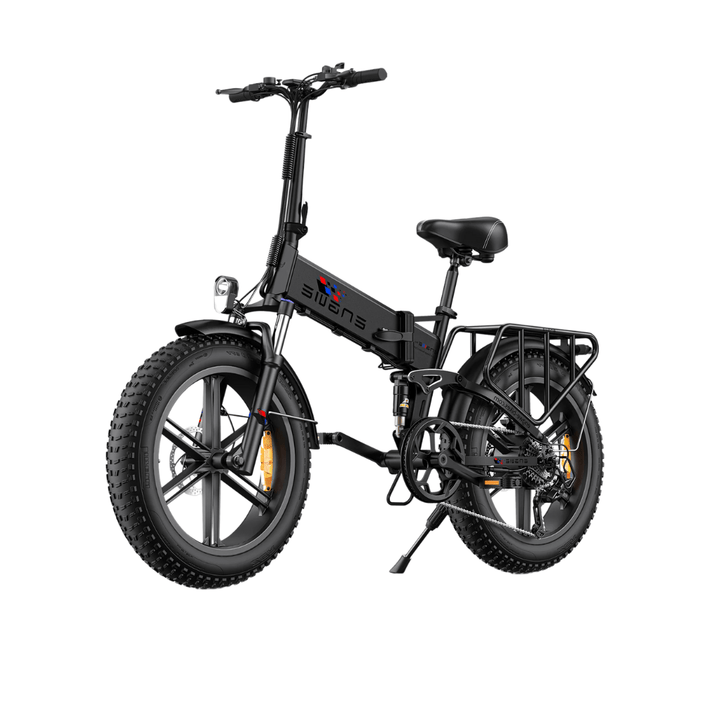 ENGWE ENGINE X folding fat-tyre e-bike, front three-quarter view in black