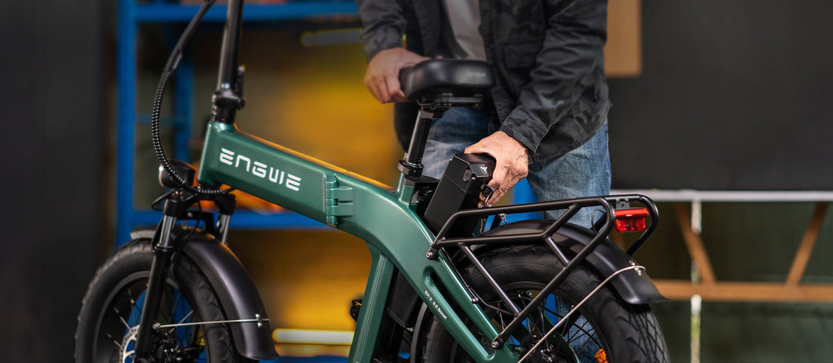 Detail of the ENGWE EP-2 3.0 Boost folding fat-tyre e-bike
