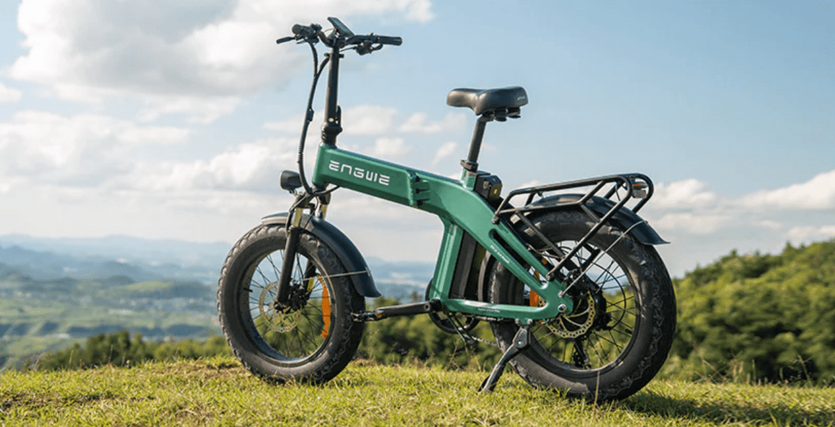 ENGWE EP-2 3.0 Boost folding fat-tyre e-bike, front three-quarter view on a grassy field