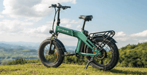 ENGWE EP-2 3.0 Boost folding fat-tyre e-bike, front three-quarter view on a grassy field