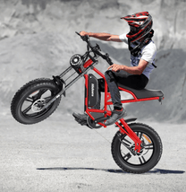 Rider jumping with the Hidoes B6 fat-tyre e-bike