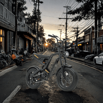 Person riding the Hidoes B6 Mini fat-tyre e-bike in the city