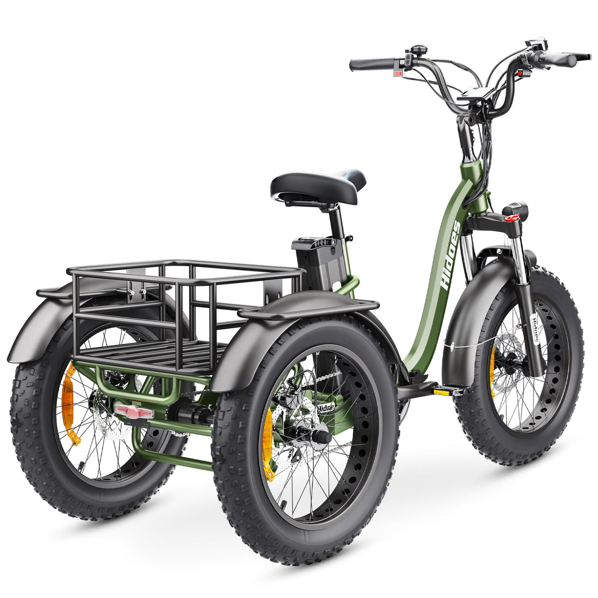Hidoes ET1 electric tricycle, rear three-quarter view