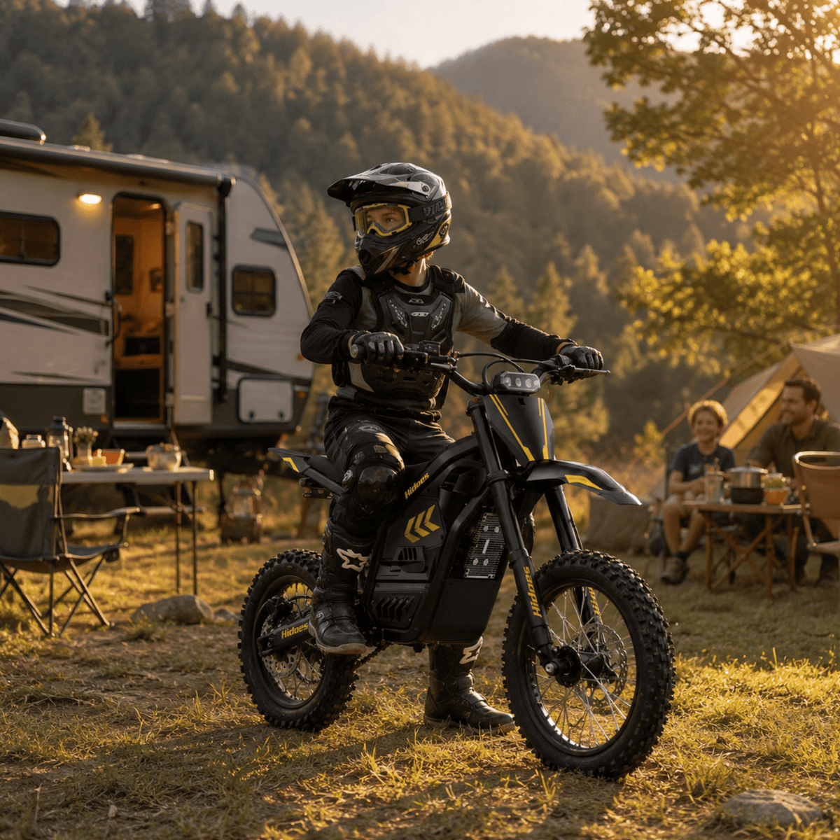 Person standing with the Hidoes G2 electric dirt bike