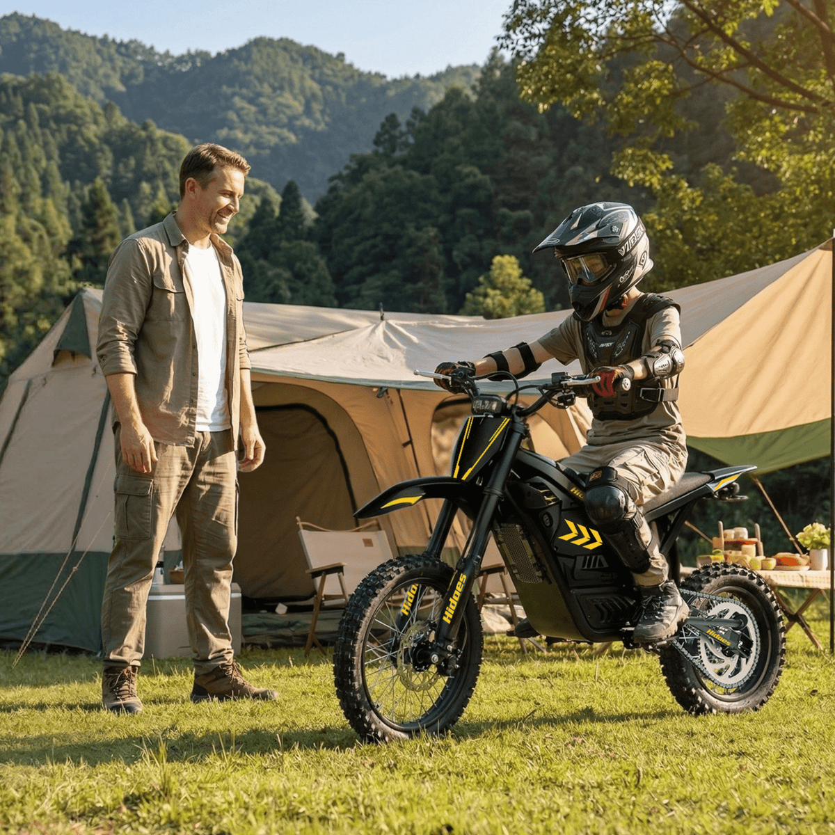 Person standing with the Hidoes G2 electric dirt bike