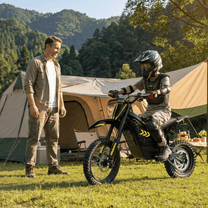 Person standing with the Hidoes G2 electric dirt bike