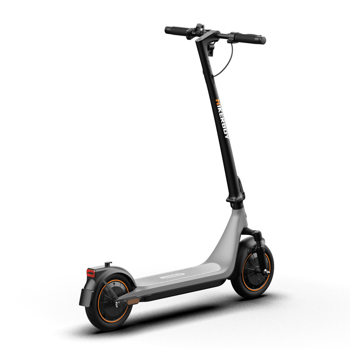 HIKERBOY CURTIS DUAL PRO electric scooter, rear three-quarter view from the opposite side in grey