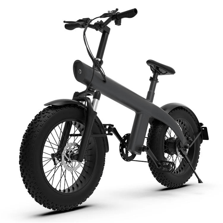 HX Q3 Plus fat-tyre e-bike, front three-quarter view in grey