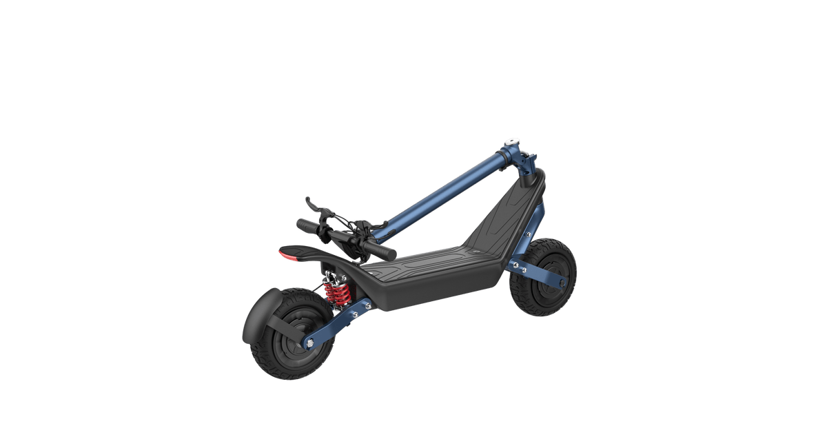 HX X10 electric scooter folded, front three-quarter view