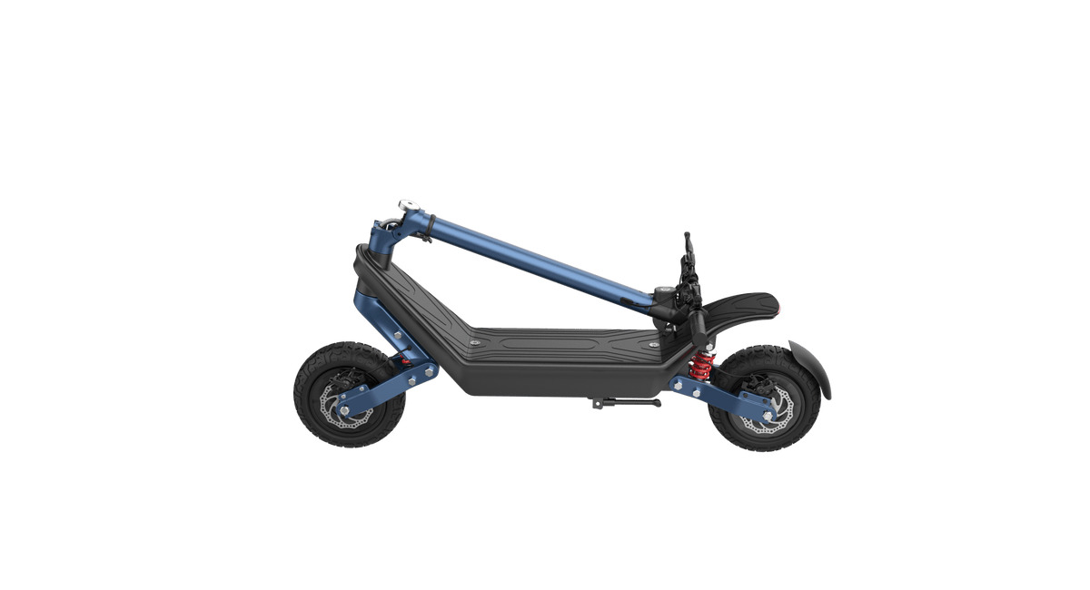 HX X10 electric scooter folded, front three-quarter view