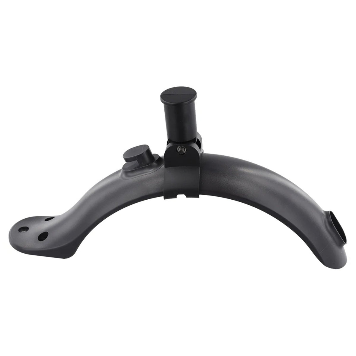 Adjustable rear turn signal and taillight mount for Xiaomi fitted to the mudguard, angled view