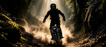 Person riding the KingSong F22 Pro electric unicycle in the forest