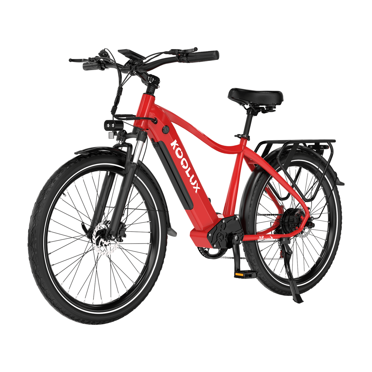 KOOLUX X3 e-bike, front three-quarter view in red